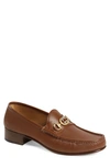 Gucci Leather Loafers With Interlocking G Horsebit In Braun