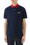 GUCCI GG EMBROIDERED PIQUE POLO,574086XJA6C