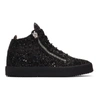 Giuseppe Zanotti Mens Black Kriss Glitter-woven Mid-top Trainers 10