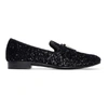 GIUSEPPE ZANOTTI GIUSEPPE ZANOTTI SILVER AND BLACK GLITTER SHARK LOAFERS