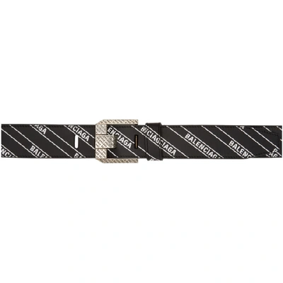 Balenciaga Men's Wordmark Signature Belt In Black