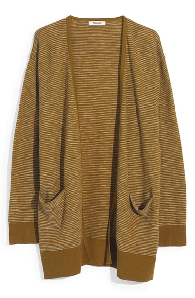 Madewell Summer Ryder Stripe Cardigan In Spiced Olive