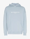GIVENCHY GIVENCHY BABY BLUE FADED LOGO COTTON HOODIE,BM700R30AF13745300
