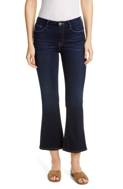 Frame Le Pixie Cropped High-rise Flared Jeans In Blue