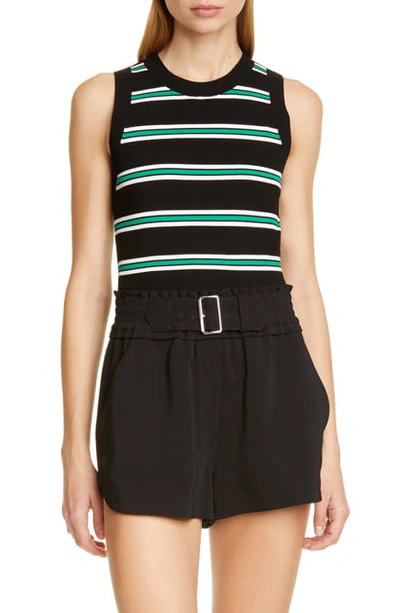 A.l.c Archer Cropped Striped Ribbed-knit Top In Black White