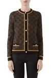 GUCCI GG LOGO METALLIC JACQUARD CARDIGAN,574165XKARJ