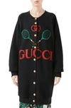 GUCCI TENNIS EMBROIDERED REVERSIBLE CARDIGAN SWEATSHIRT,581167XJBI1