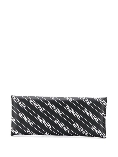 Balenciaga Logo Print Hard Folded Clutch Bag - 黑色 In Black