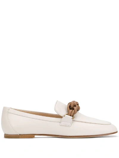 Tod's Knot-detail Leather Loafers In Neutrals
