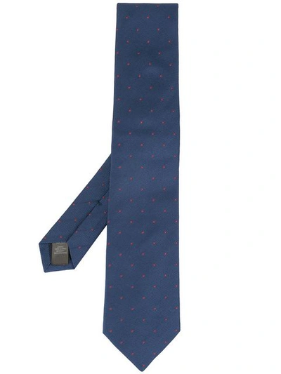 Gieves & Hawkes Polka-dot Embroidered Tie In Blue