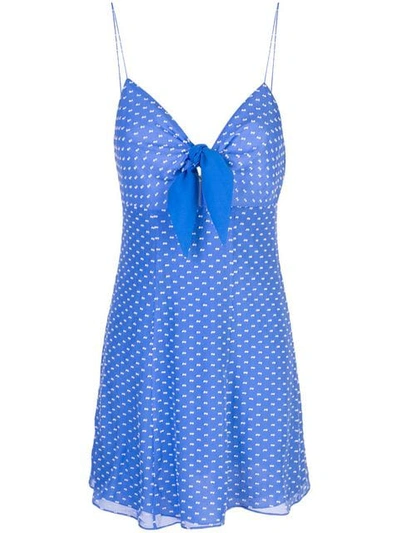 Alice And Olivia Roe Tie-front Sleeveless Mini Dress In Blue White