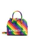 BALENCIAGA BALENCIAGA SMALL VILLE RAINBOW STRIPED TOP HANDLE BAG