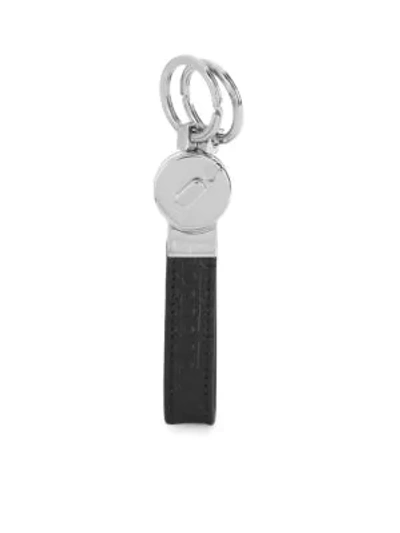 Ferragamo Men's Mini Gancini Embossed Leather Valet Key Fob In Black