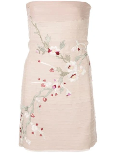 Alexis Asuka Strapless Floral-embroidered Crepe Mini Dress In Pink