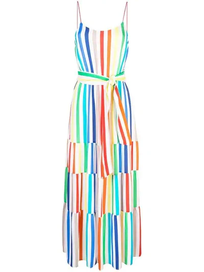 Alice And Olivia Janan Spaghetti Strap Midi Peasant Dress In Multi-colour