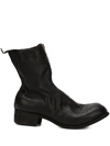 Guidi Front Zip Leather Ankle Boots In Black