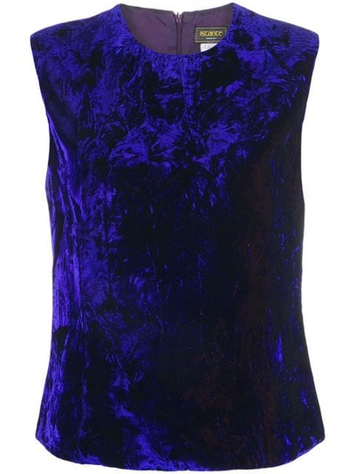 Pre-owned Versace Crushed Velvet Top In Blue