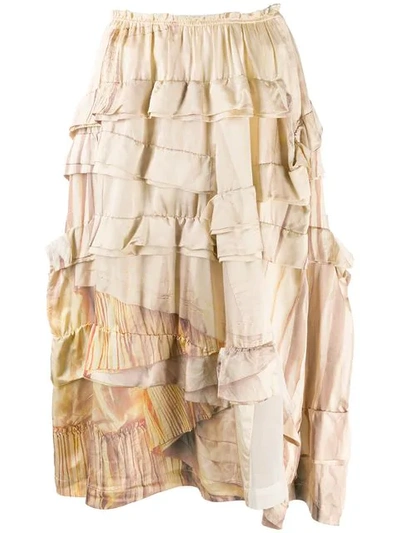 Pre-owned Comme Des Garçons 2000's Tiered Ruffled Skirt In Neutrals