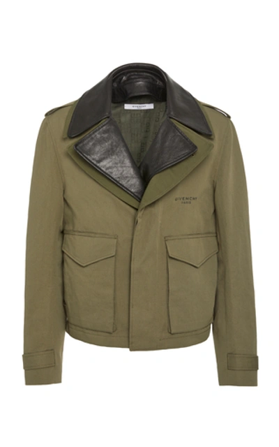 Givenchy Stamped Cotton And Linen Canvas Military Jacket In Neutral