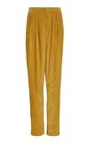 Isabel Marant Fany High-rise Straight Velvet Pants In Yellow
