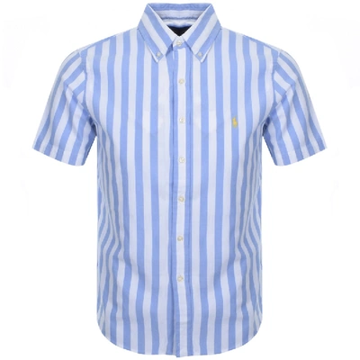 Polo Ralph Lauren Button-down Collar Striped Cotton Shirt In Blue