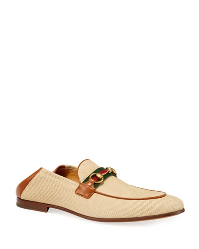 Gucci Brixton Collapsible-heel Canvas Loafers In Neutrals