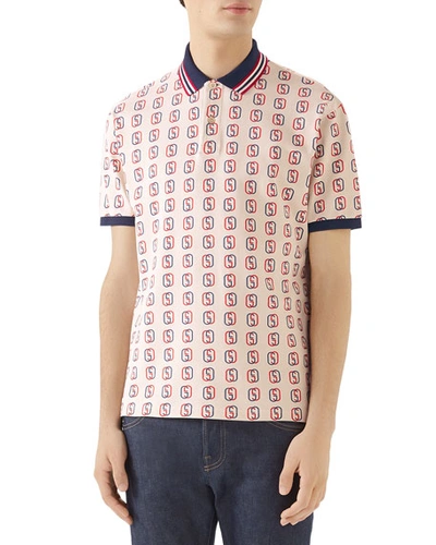 Gucci Oversized Logo-print Stretch-cotton Piqué Polo Shirt In White