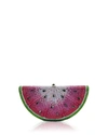 Judith Leiber Slice Watermelon Crystal-embellished Silver-tone Clutch In Silver/rose Multi