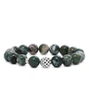 LAGOS STERLING SILVER CAVIAR BALL BEADED MOSS AGATE BRACELET, 10MM,05-80967-MA