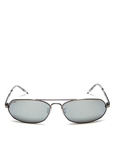 Balenciaga Women's Mirrored Brow Bar Rectangular Sunglasses, 61mm In Silver/silver Mirror