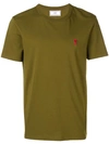 AMI ALEXANDRE MATTIUSSI CREWNECK TEE WITH RED AMI DE COUR PATCH