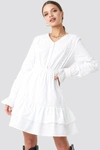 NA-KD LACE HEM DETAILED DRESS - WHITE