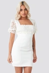 TRENDYOL ECRINE DETAILED MINI DRESS - WHITE