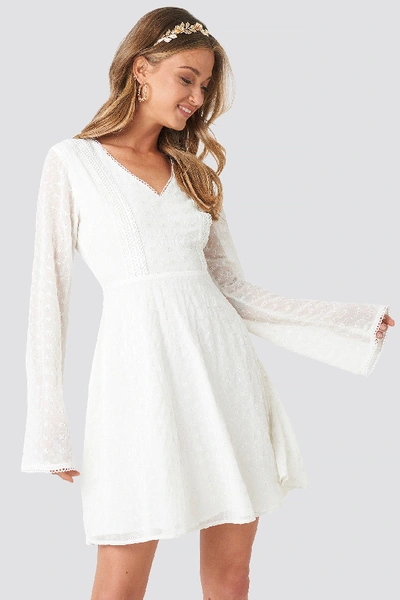 Na-kd V-neck Delicate Lace Dress - White