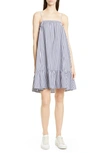 Atm Anthony Thomas Melillo Cotton Poplin Striped Tent Dress In Marina/ White Stripe