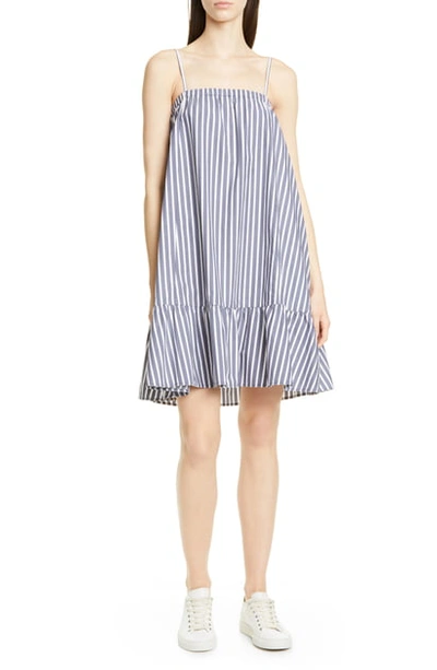 Atm Anthony Thomas Melillo Cotton Poplin Striped Tent Dress In Marina/ White Stripe