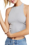 Free People Hayley Racerback Brami Crop Top In Grey