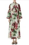 GUCCI POPPY PRINT POPLIN LONG SLEEVE MAXI SHIRTDRESS,569940ZAB1U