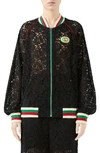 GUCCI INTERLOCKING-G PATCH LACE BOMBER JACKET,575927ZACDX