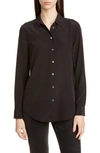 Equipment Essential Long-sleeve Silk Shirt In Black