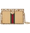 GUCCI GENUINE SNAKESKIN & STRAW SHOULDER BAG,503877974CG