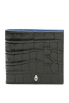 ALEXANDER MCQUEEN CROC-PRINT WALLET WITH SKULL,10942185