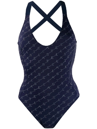 Stella Mccartney Logo Print Swimsuit - Blue
