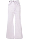 PUSHBUTTON CROPPED FLARED JEANS