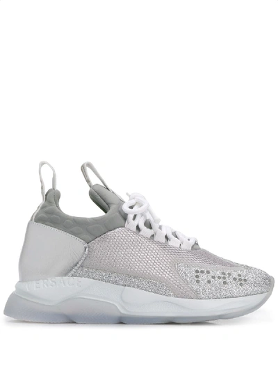 Versace Sparkle Cross Trainer Sneakers In Grey