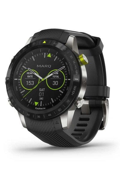 Garmin Unisex Marq Athlete Black Silicon Strap Smart Watch 46mm In Black/black
