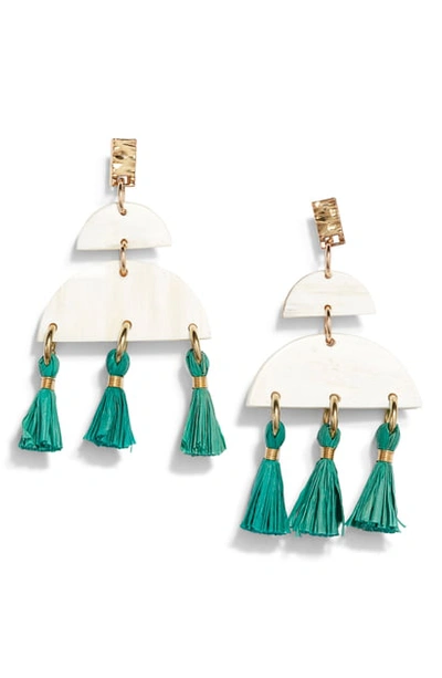 Akola Cheyenne Tassel Drop Earrings In Jade