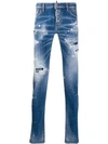 DSQUARED2 RIPPED WHITE SPOTS SLIM JEANS