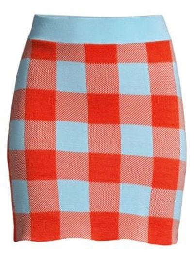 Staud Sonoma Check Cotton Mini Skirt In Tangerine