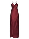 Michelle Mason Strappy Silk Wrap Gown In Wine